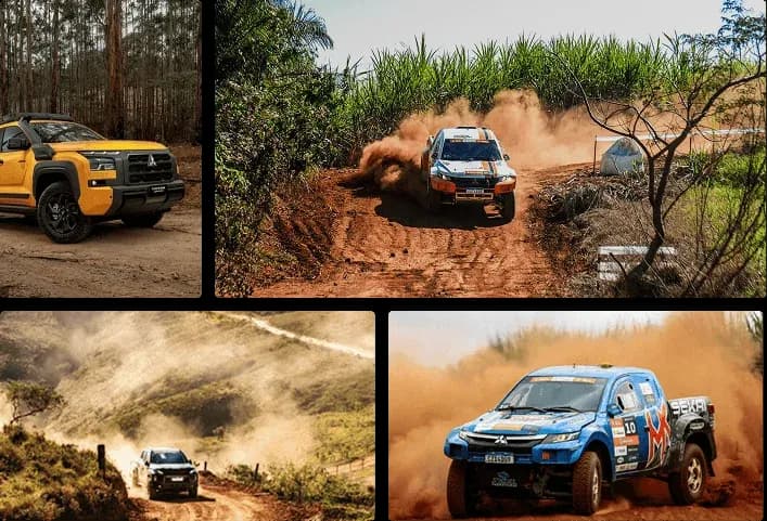 Diversas Imagens de carros Off-road Mitsubishi em eventos do Mitsubishi Experiences